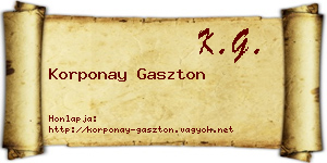 Korponay Gaszton névjegykártya